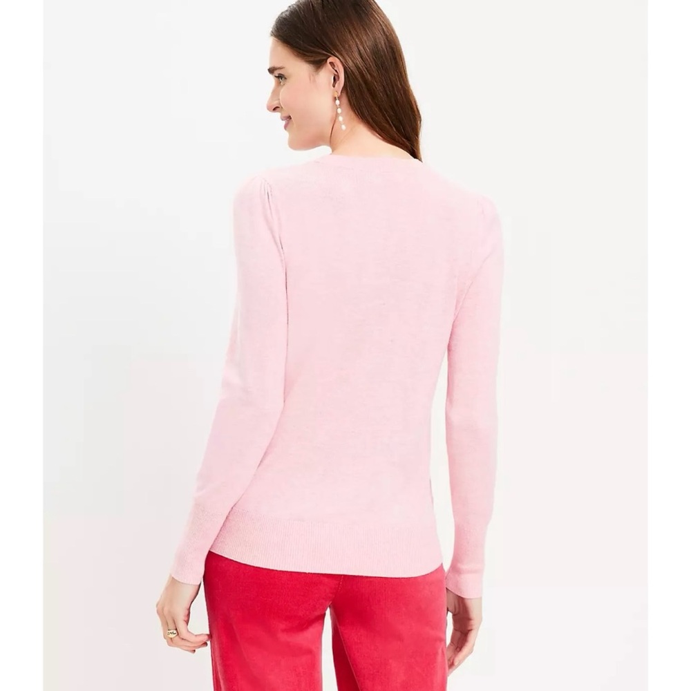 Loft Hot Pink Knit Sweater with Puff Sleeves XS Petite - Picture 13 of 13
